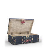 Achamore Upholstered Cotton Ottoman - Navy