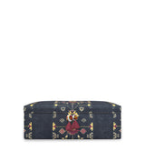 Achamore Upholstered Cotton Ottoman - Navy