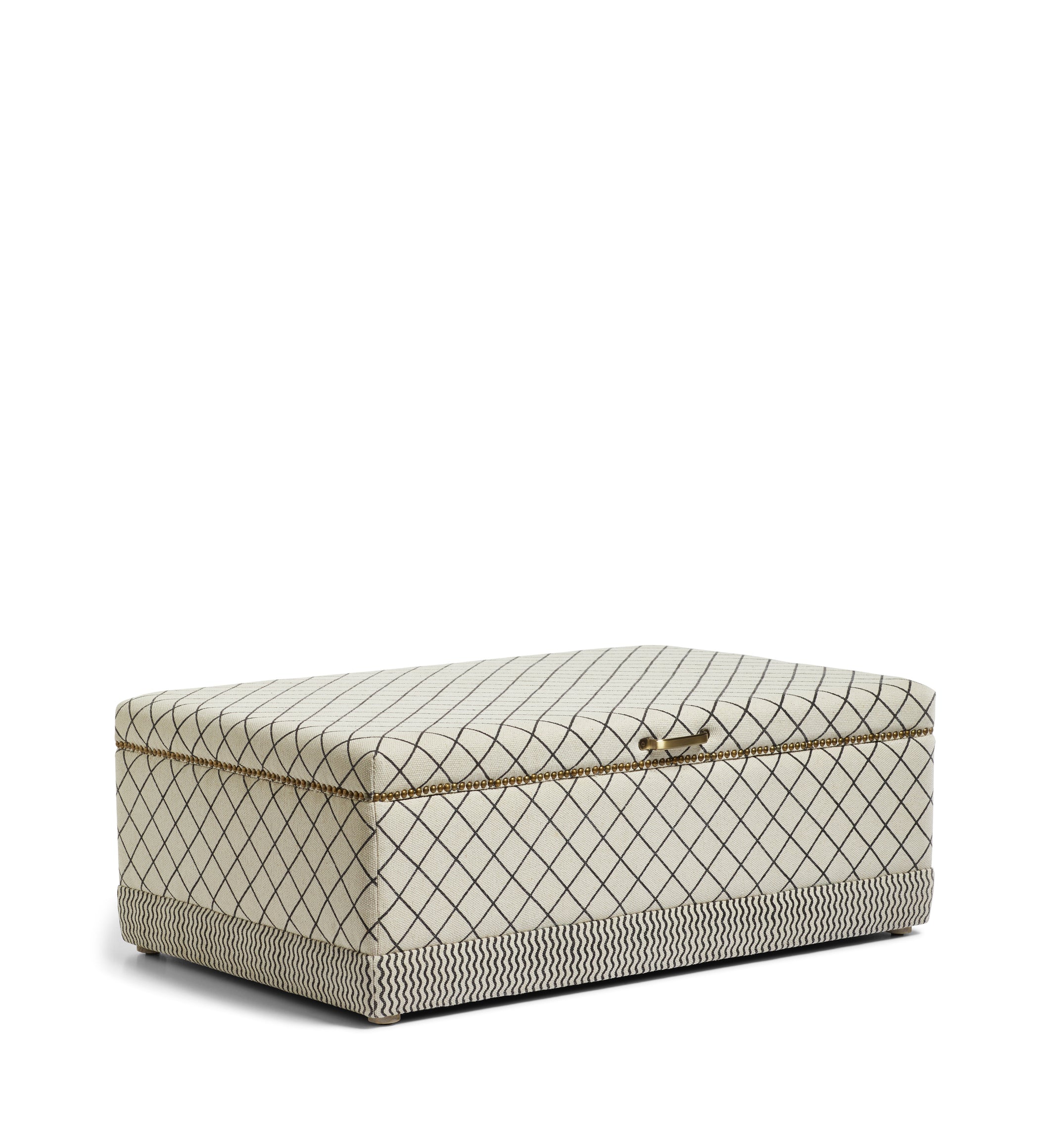 Agnes Upholstered Cotton Ottoman - Monochrome