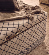 Agnes Upholstered Cotton Ottoman - Monochrome