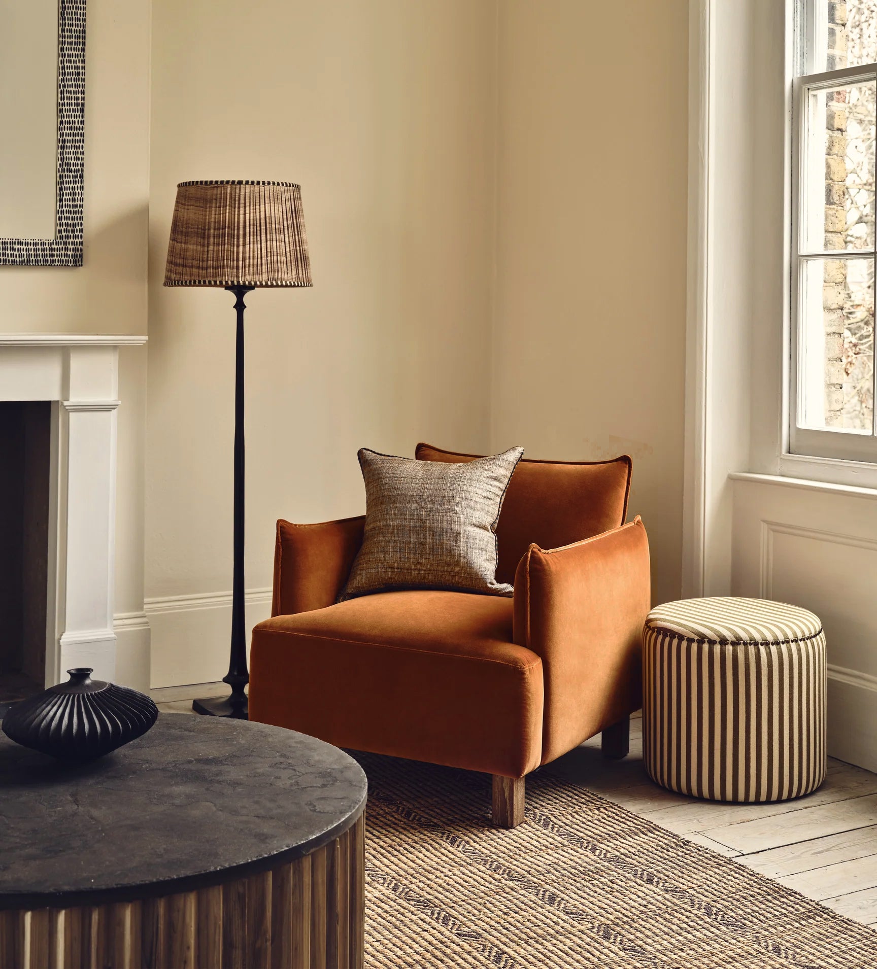 Alora Velvet Armchair - Dirty Orange