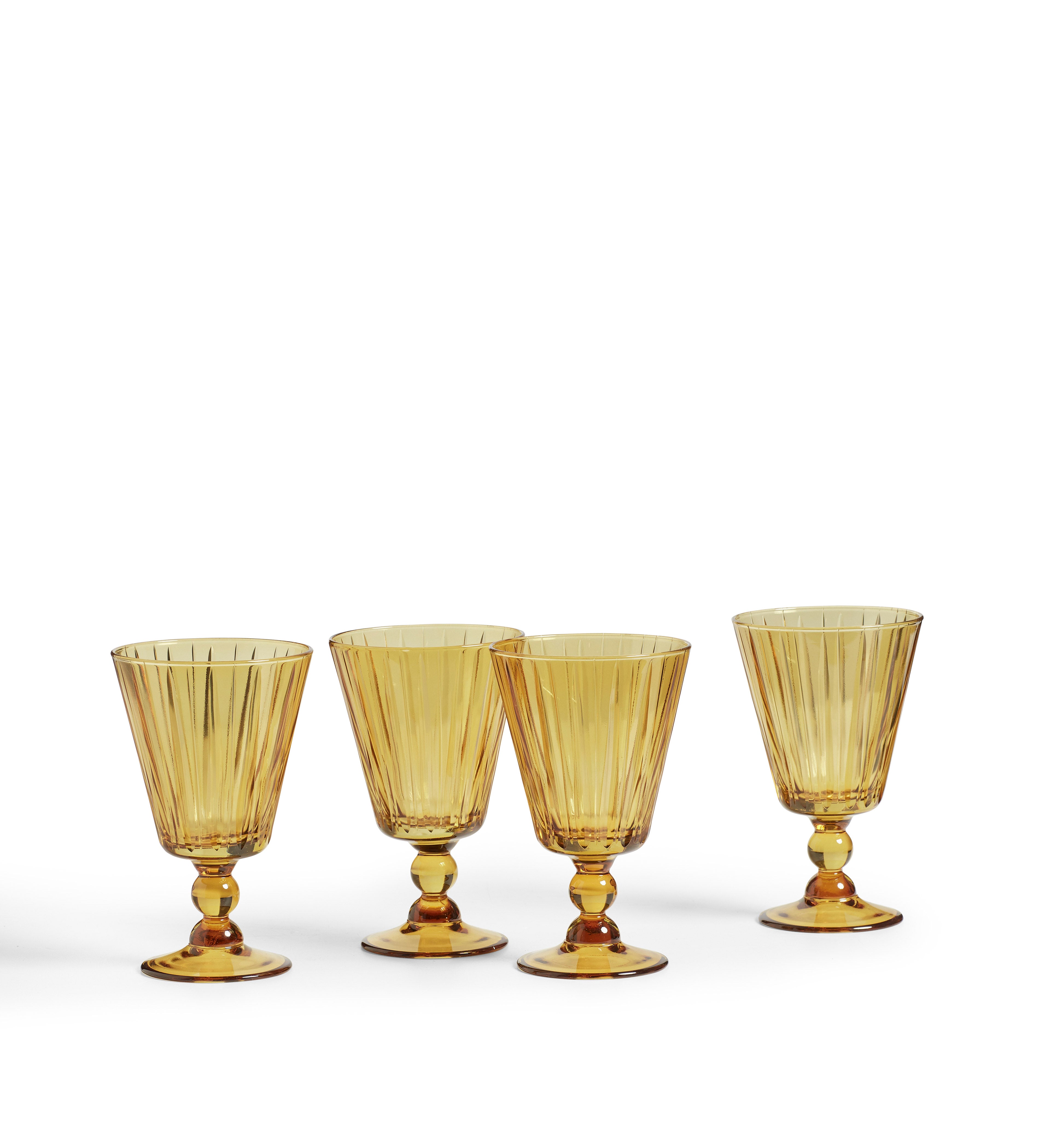Ampelos Cut Red Wine Glasses - Set of Four - Amber- Yellow