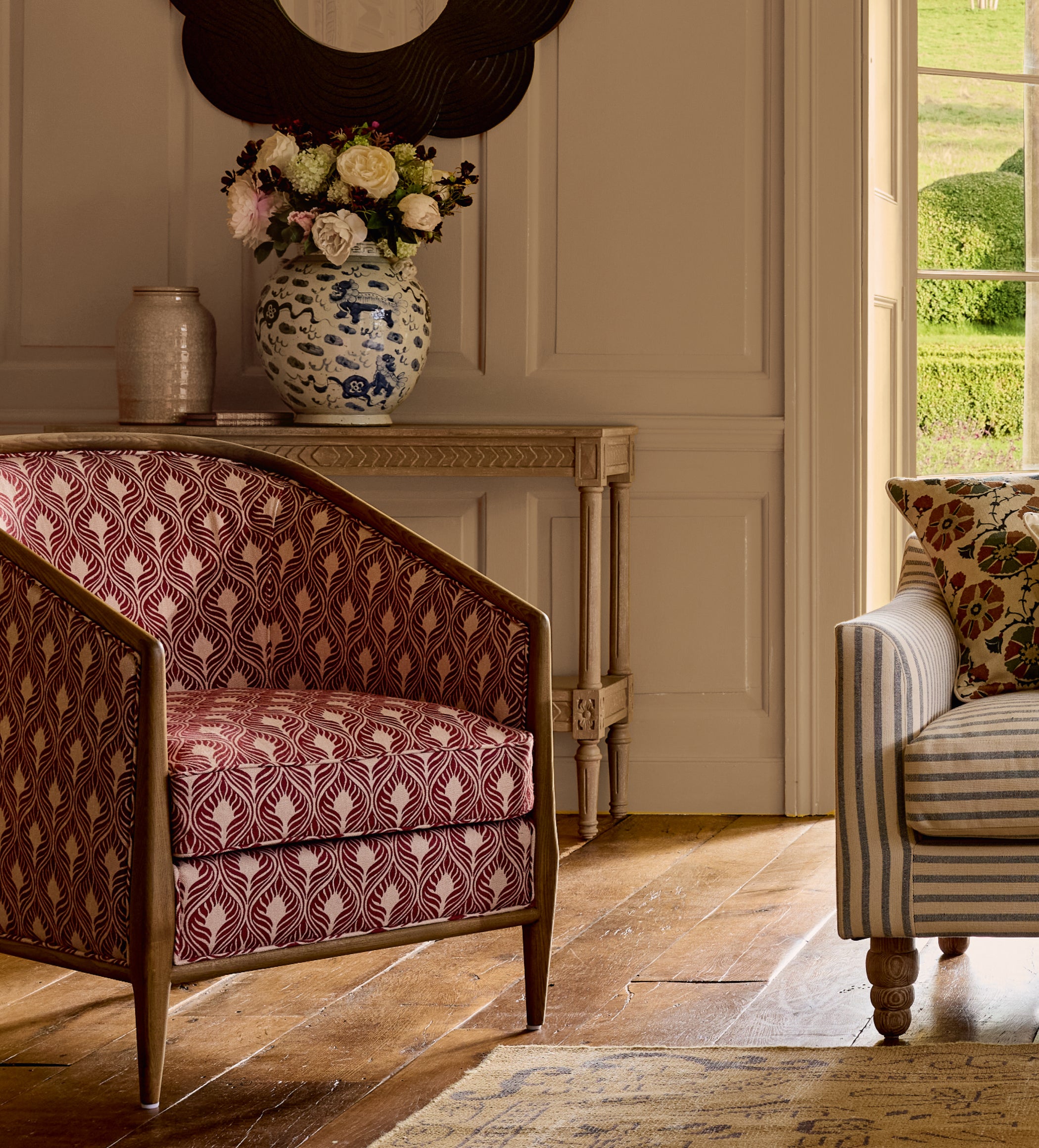 Annalee Ghini Feathers Linen Armchair - Red Garnet