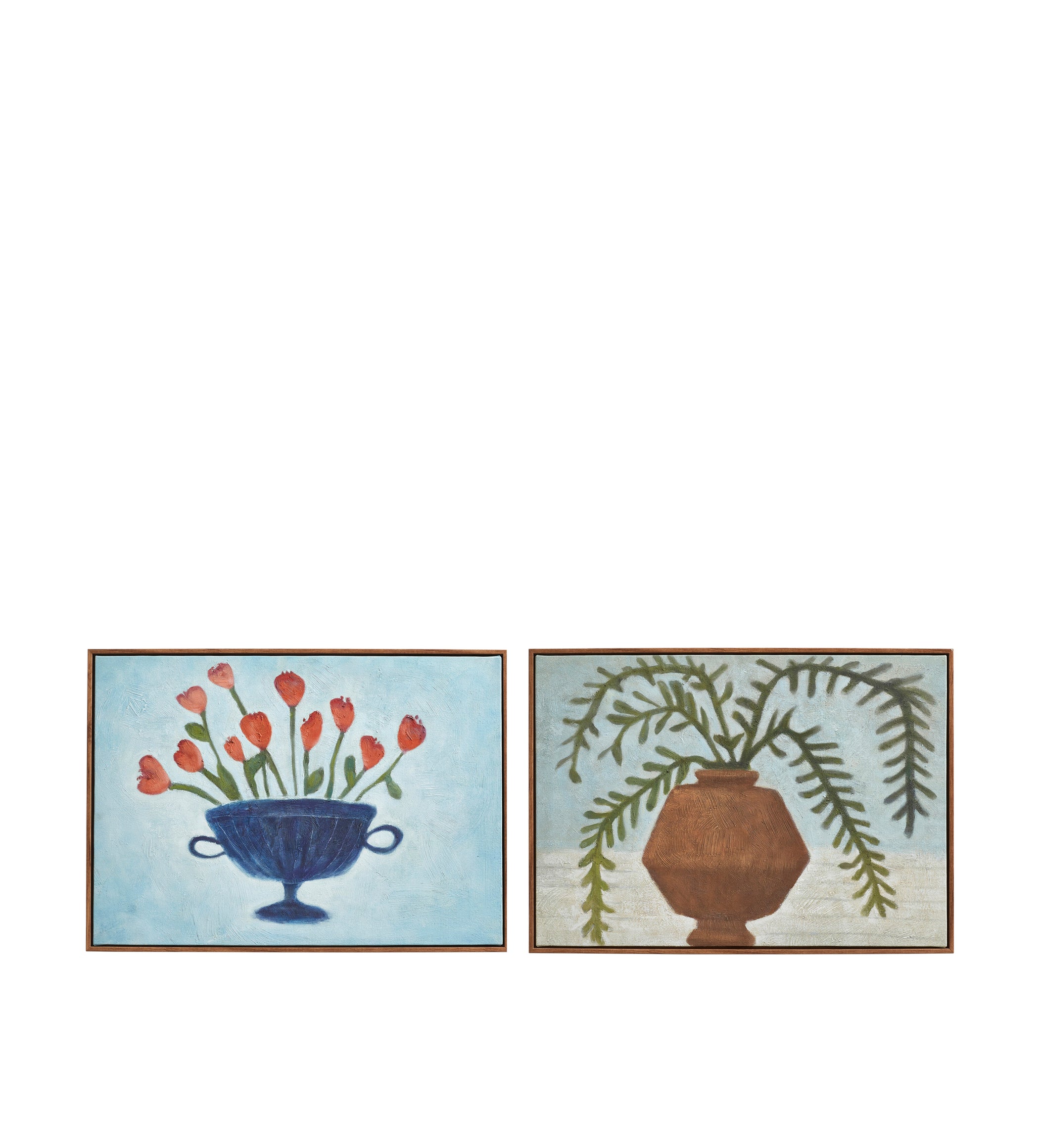 Potted Hand-Painted Wall Art Pair - Multi