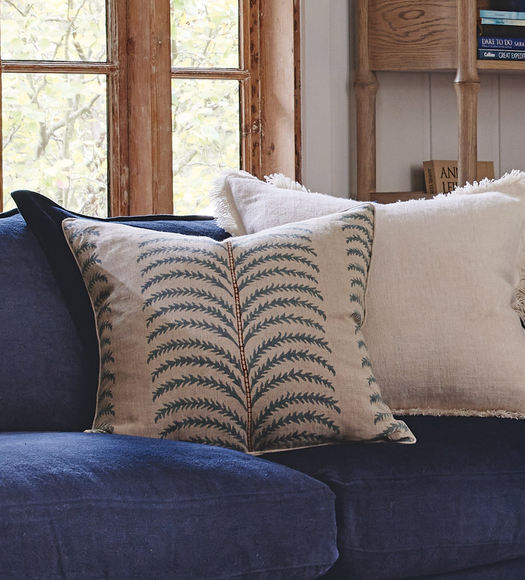 Areca Cushion Cover - Seafoam/Dirty Orange