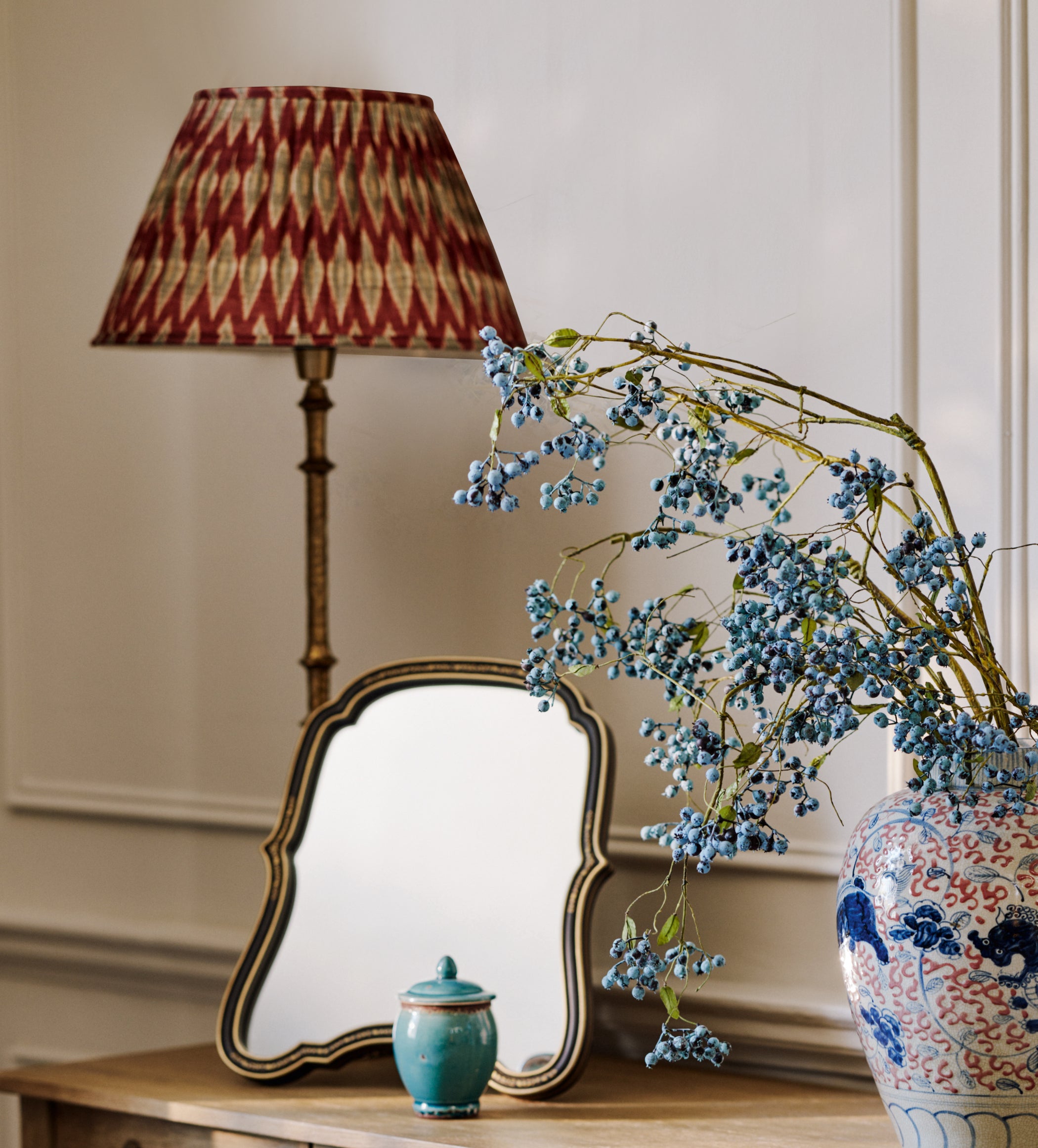 Argyle Lampshade 45cm - Warm Red