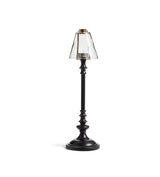 Barton Candle Holder with Glass Lampshade - Black/Brass