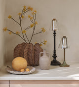 Barton Candle Holder with Glass Lampshade - Black/Brass