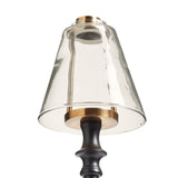 Barton Candle Holder with Glass Lampshade - Black/Brass