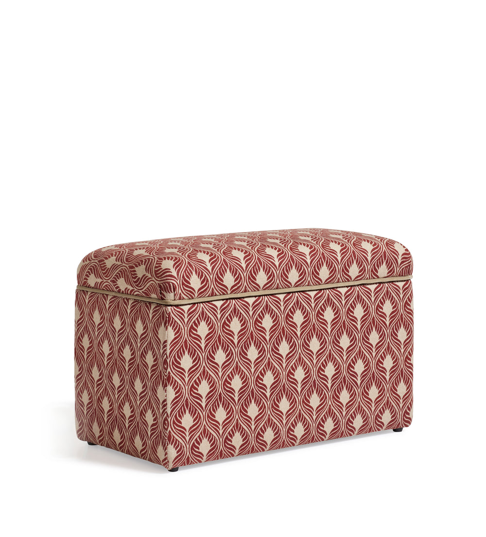 Carena Ghini Feathers Linen Upholstered Trunk - Red Garnet