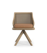 Carlos Cane Swivel Chair - Weathered Oak/Caramel