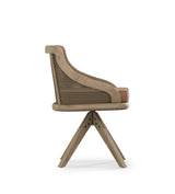 Carlos Cane Swivel Chair - Weathered Oak/Caramel