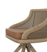 Carlos Cane Swivel Chair - Weathered Oak/Caramel