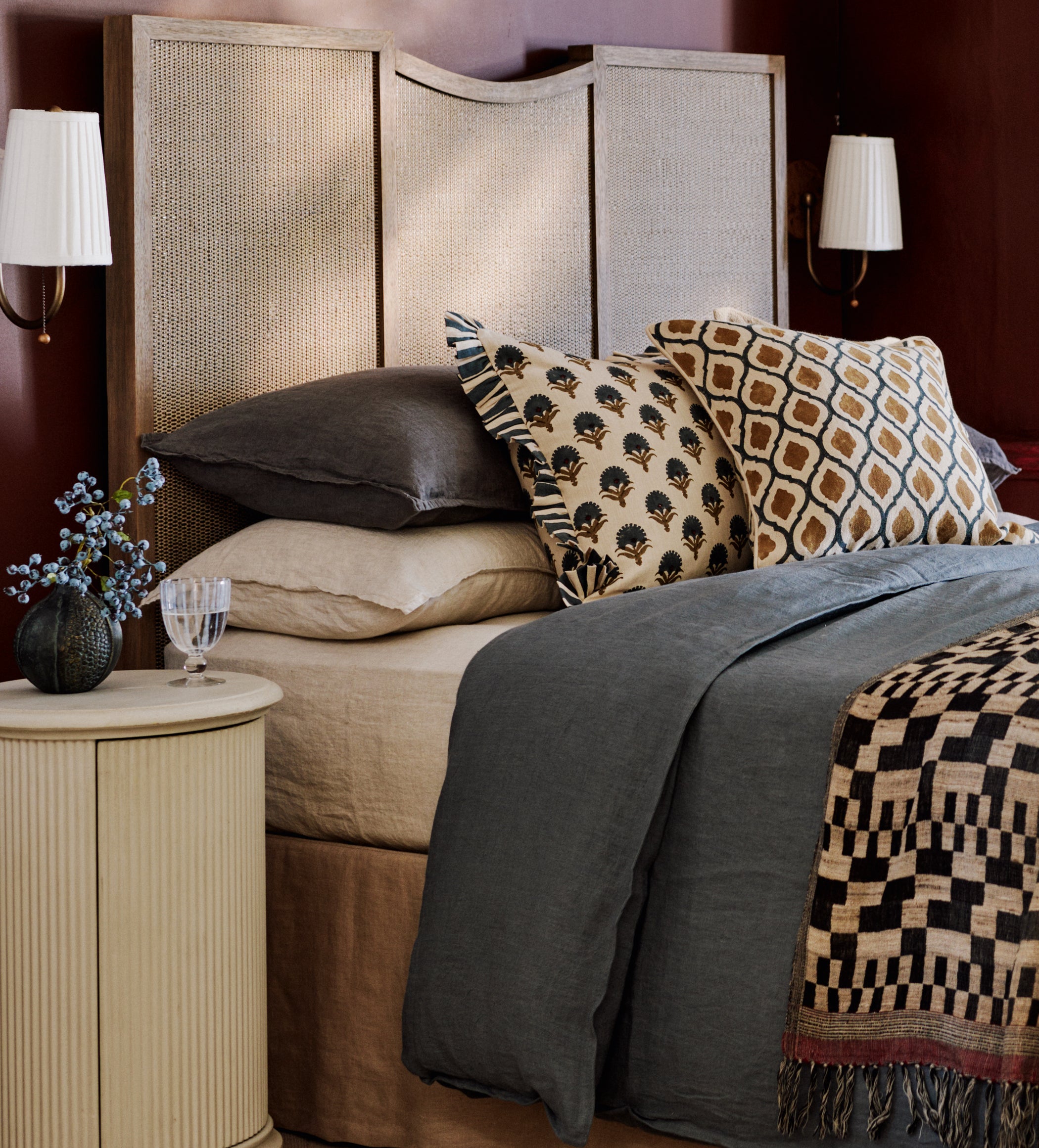 Chadhana Cushion Cover - Washed Orange/Air Force Blue