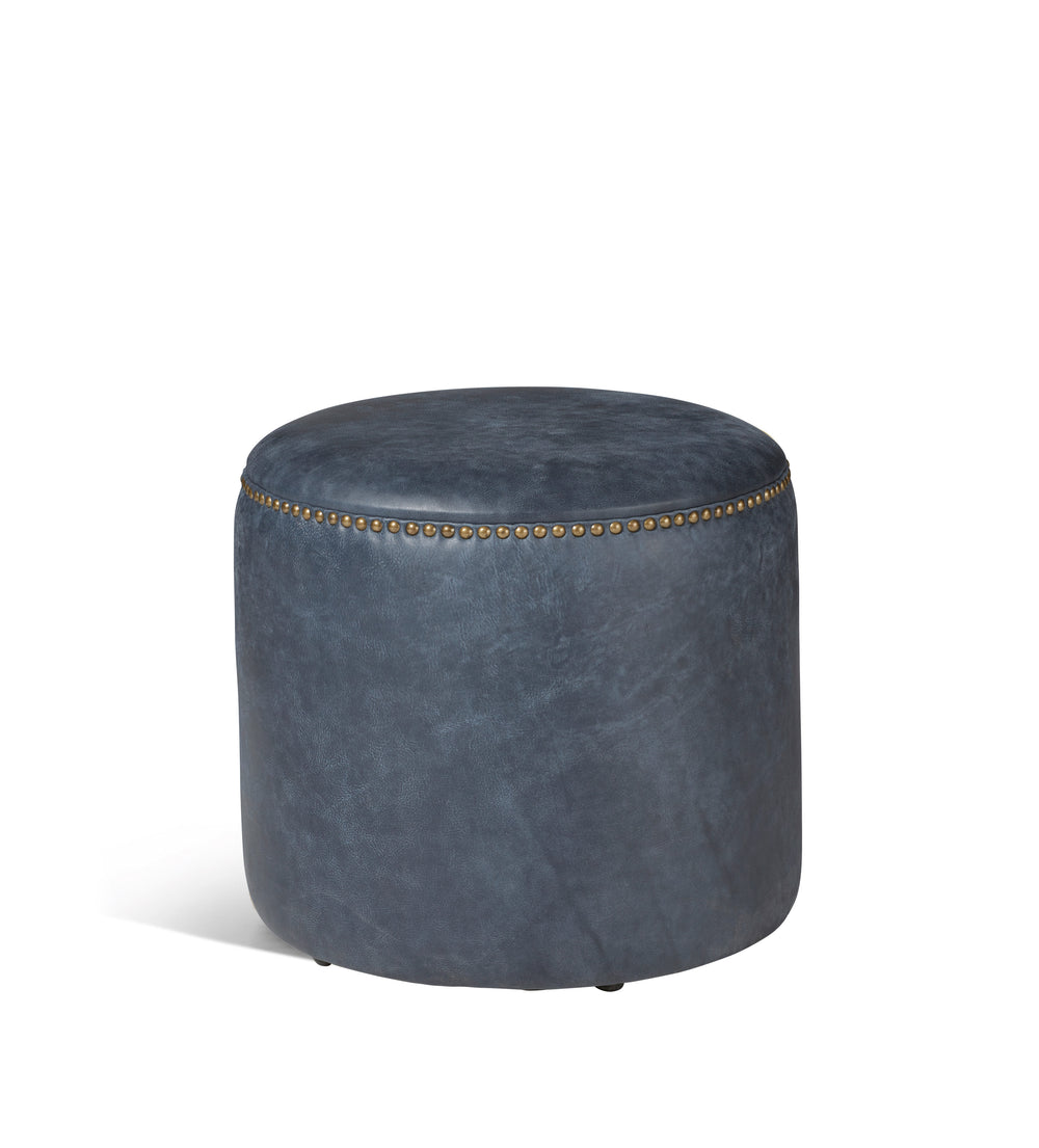 Costellini Leather Ottoman - Smoke Blue
