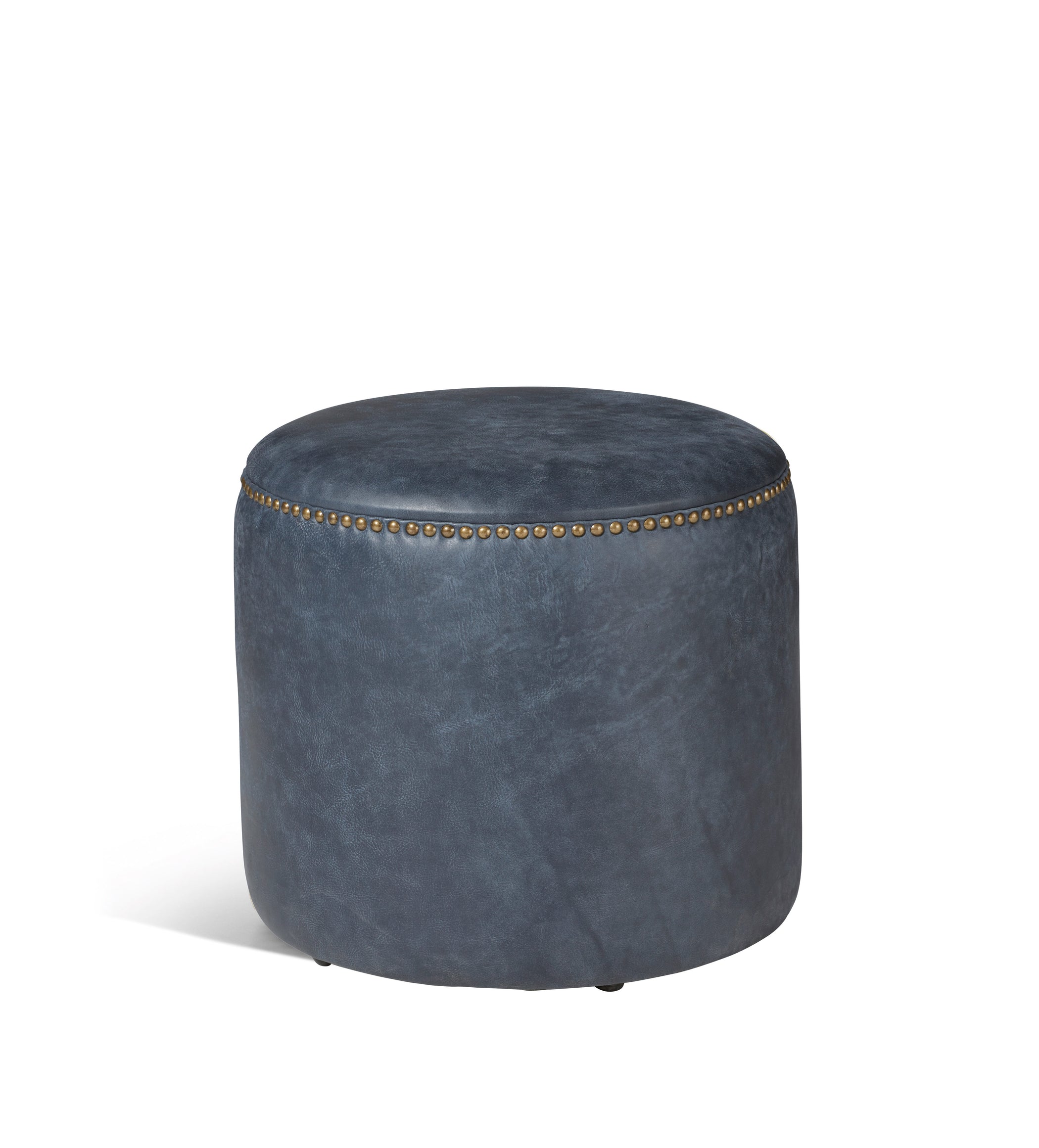 Costellini Leather Ottoman - Smoke Blue