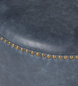 Costellini Leather Ottoman - Smoke Blue