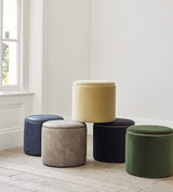 Costellini Velvet Ottoman - Charcoal