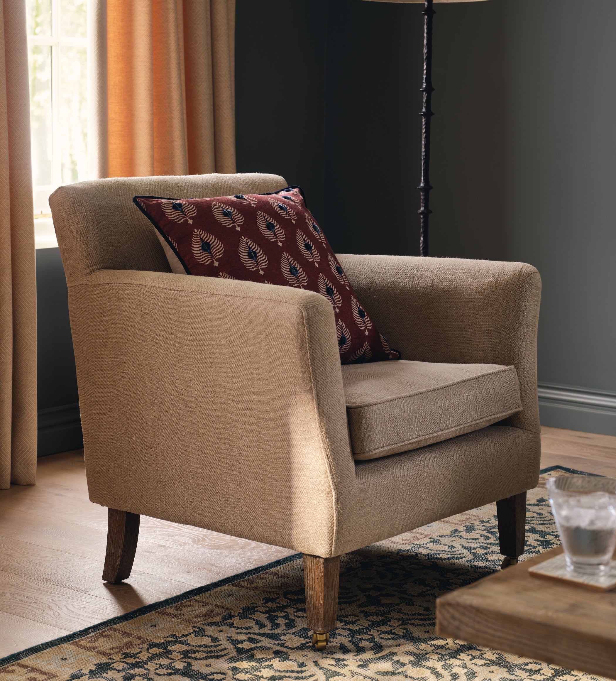 Ellary Linen Armchair - Wild Oats Wide Herringbone