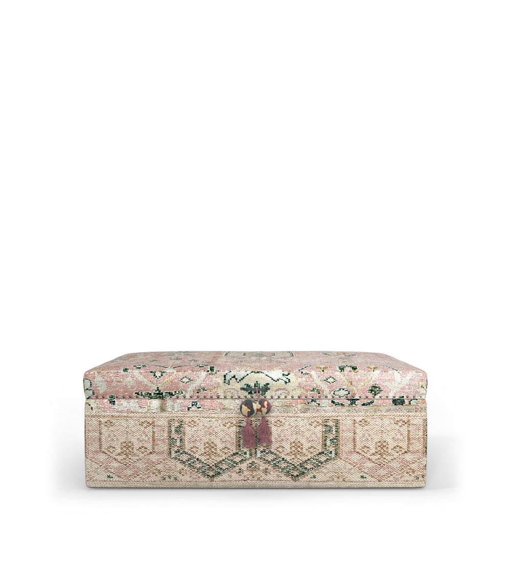 Elsdon Upholstered Ottoman - Washed Rose