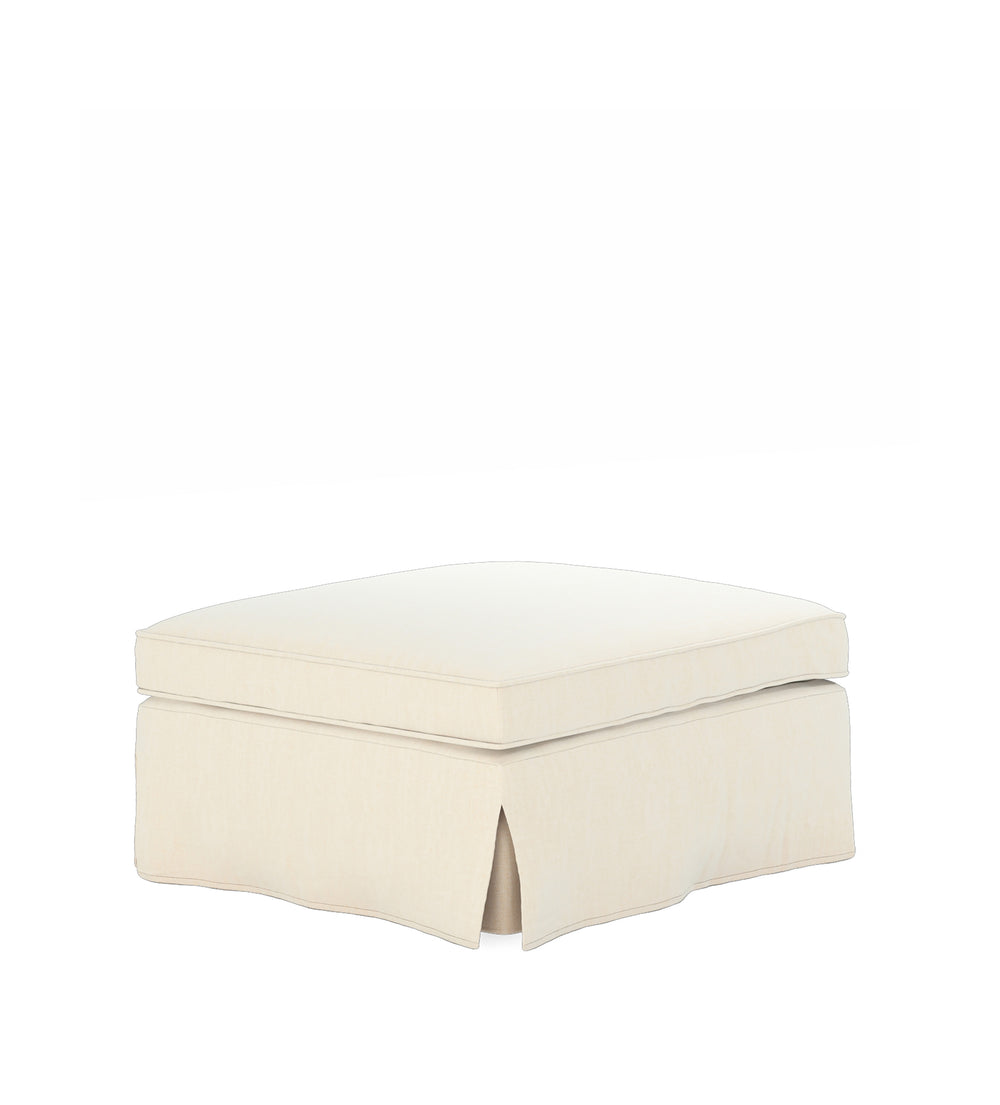 COVER ONLY - Fanshawe Clever Linen Loose Cover for Square Footstool - Dyed Oyster