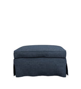 COVER ONLY - Fanshawe Laundered Linen Loose Cover for Rectangular Footstool - Midnight Blue
