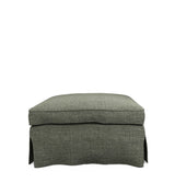 COVER ONLY - Fanshawe Laundered Linen Loose Cover for Square Footstool - Dune Green