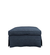 COVER ONLY - Fanshawe Laundered Linen Loose Cover for Square Footstool - Midnight Blue