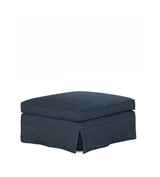COVER ONLY - Fanshawe Laundered Linen Loose Cover for Square Footstool - Midnight Blue