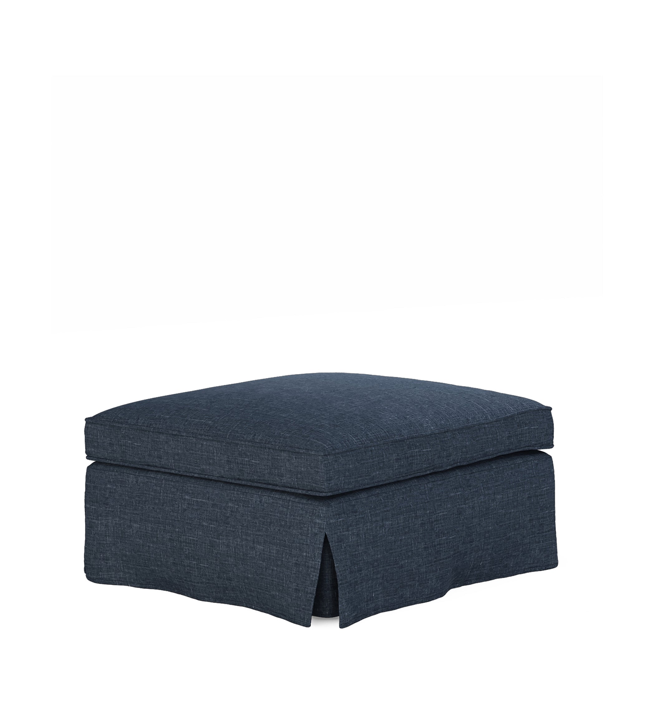 COVER ONLY - Fanshawe Laundered Linen Loose Cover for Square Footstool - Midnight Blue