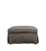 COVER ONLY - Fanshawe Stonewash Linen Loose Cover for Rectangular Footstool - Walnut