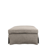 COVER ONLY - Fanshawe Stonewash Linen Loose Cover for Square Footstool - Dyed Flax