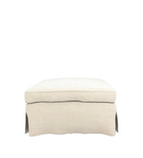 COVER ONLY - Fanshawe Stonewash Linen Loose Cover for Square Footstool - Dyed Oyster