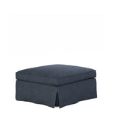 COVER ONLY - Fanshawe Stonewash Linen Loose Cover for Square Footstool - Petrol