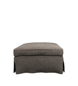 COVER ONLY - Fanshawe Stonewash Linen Loose Cover for Square Footstool - Walnut