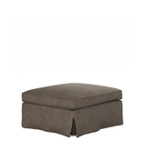 COVER ONLY - Fanshawe Stonewash Linen Loose Cover for Square Footstool - Walnut