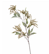 Faux Catkin with Leaves Stem - Green