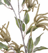 Faux Catkin with Leaves Stem - Green