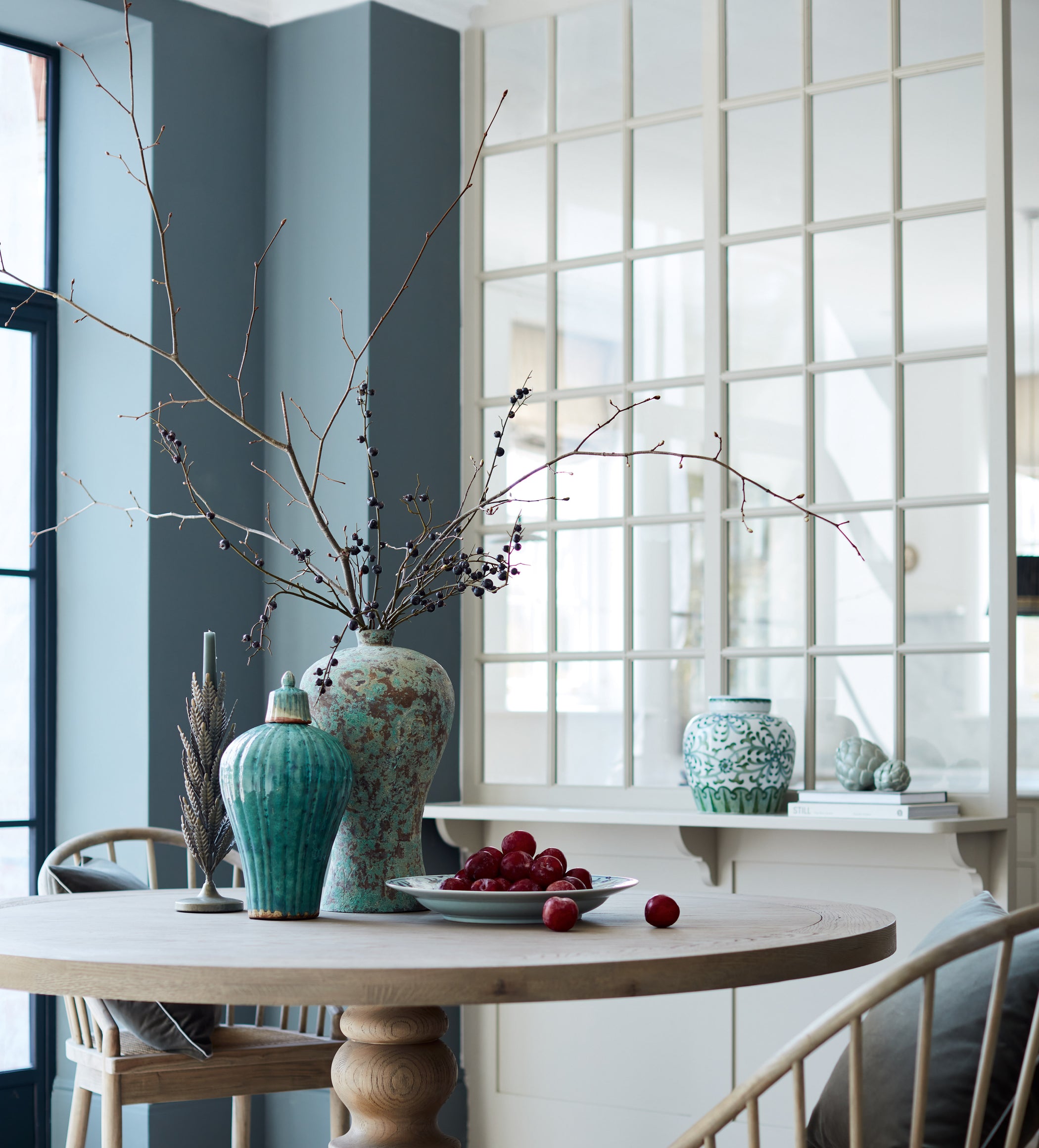 Faux Hawthorn Berry Stem - Dark Blue