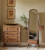 Fiorella Floor-Standing Mirror with Drawers - Burnt Oak