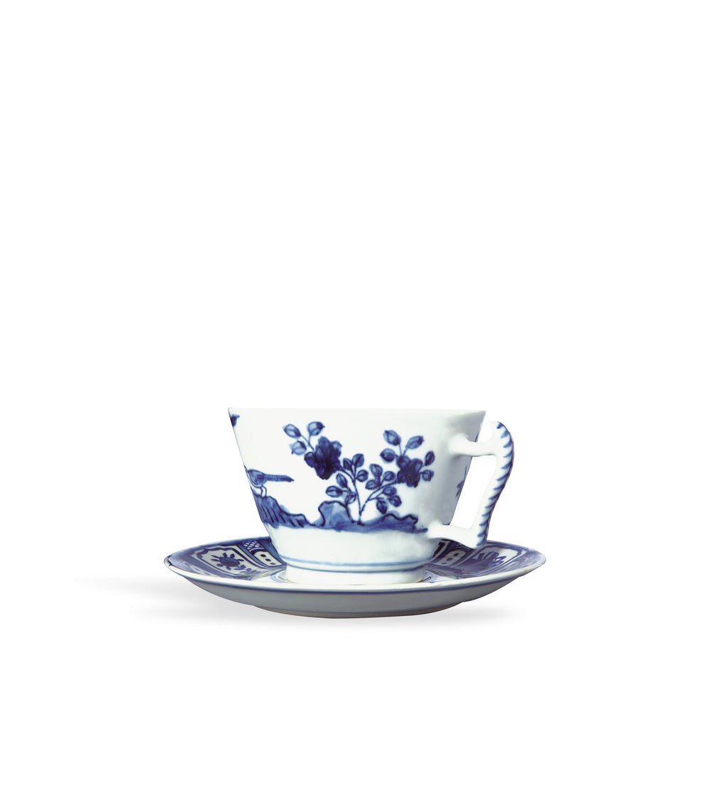 Kraak Breakfast Cup and Saucer - Blue/White