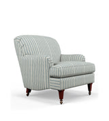 Coleridge Ticking Stripe Armchair with Fixed Linen Cover - Perfect Navy
