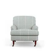 Coleridge Ticking Stripe Armchair with Fixed Linen Cover - Perfect Navy
