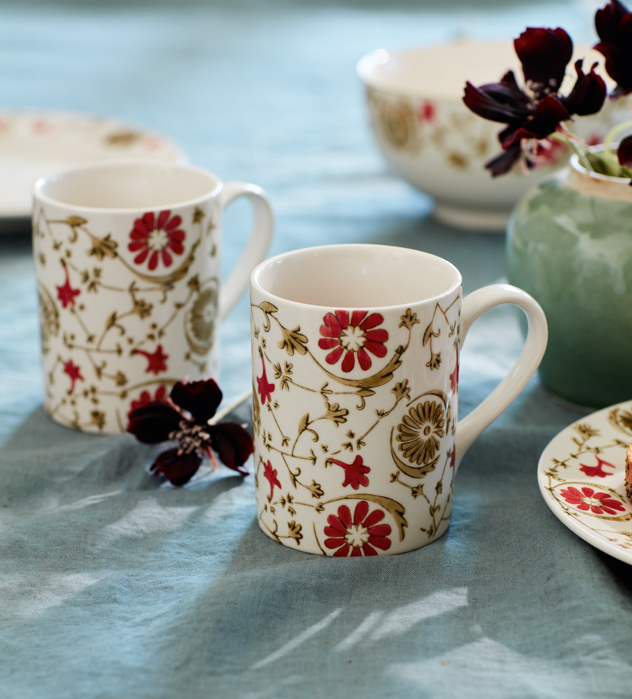Sheki Mugs Pair - Olive