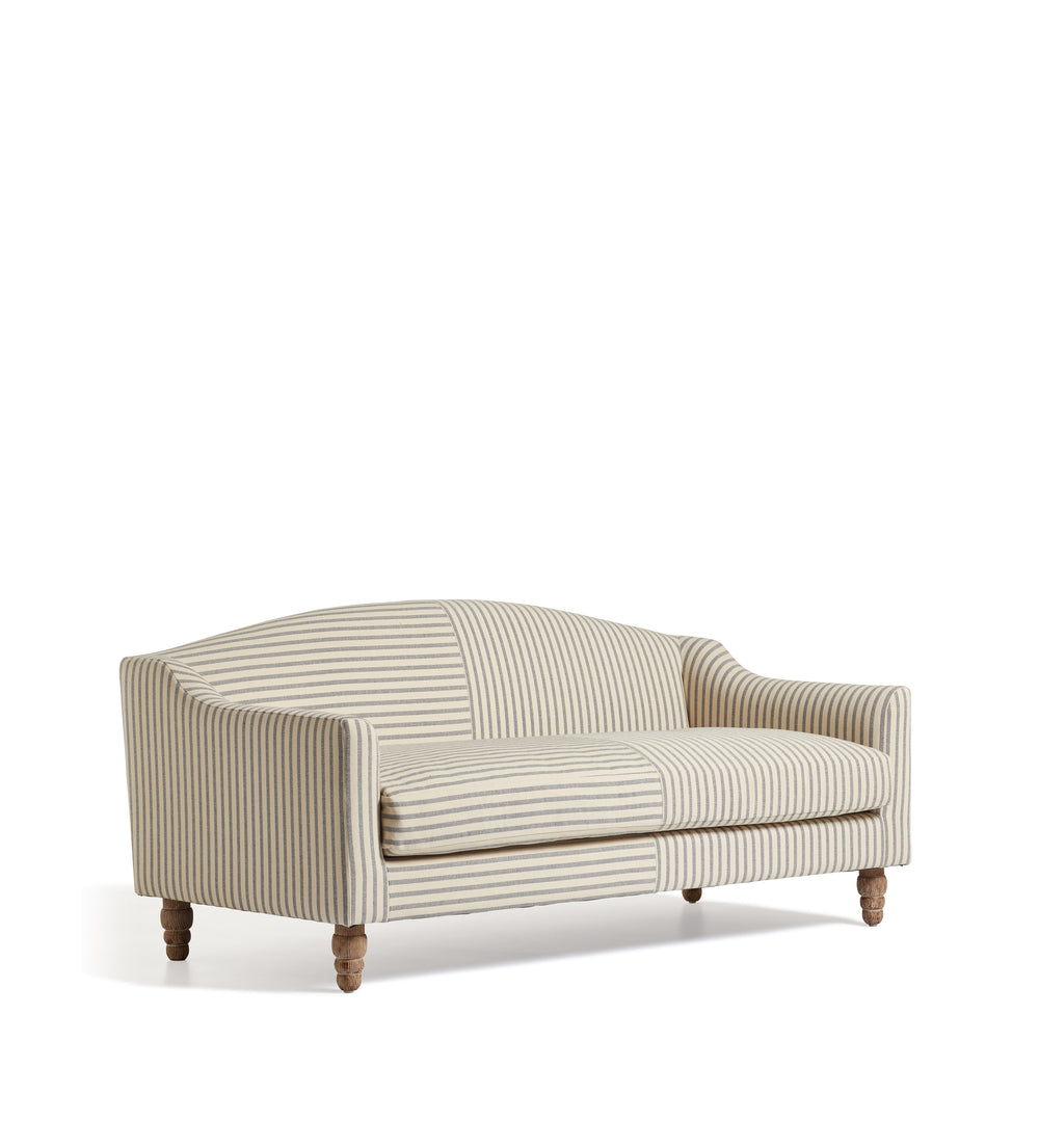 Pippo Stripe Linen 3-Seater Sofa - Sapphire