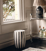 Rander Striped Ceramic Stool - Charcoal/White