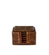 Rattan Coasters - Set of Six - Brown