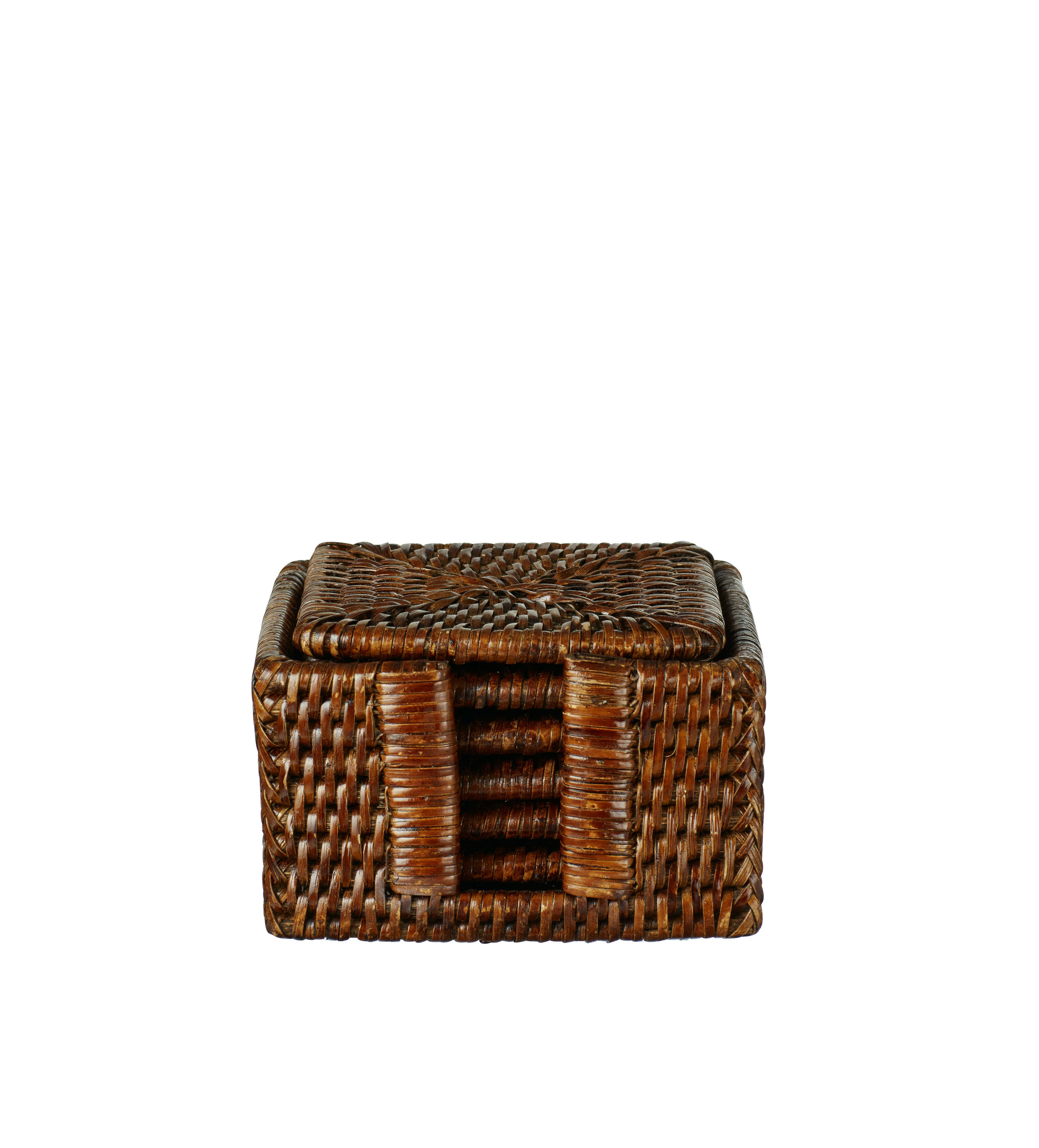 Rattan Coasters - Set of Six - Brown
