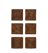 Rattan Coasters - Set of Six - Brown