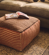 Rubia Floor Cushion - Red/Dark Taupe